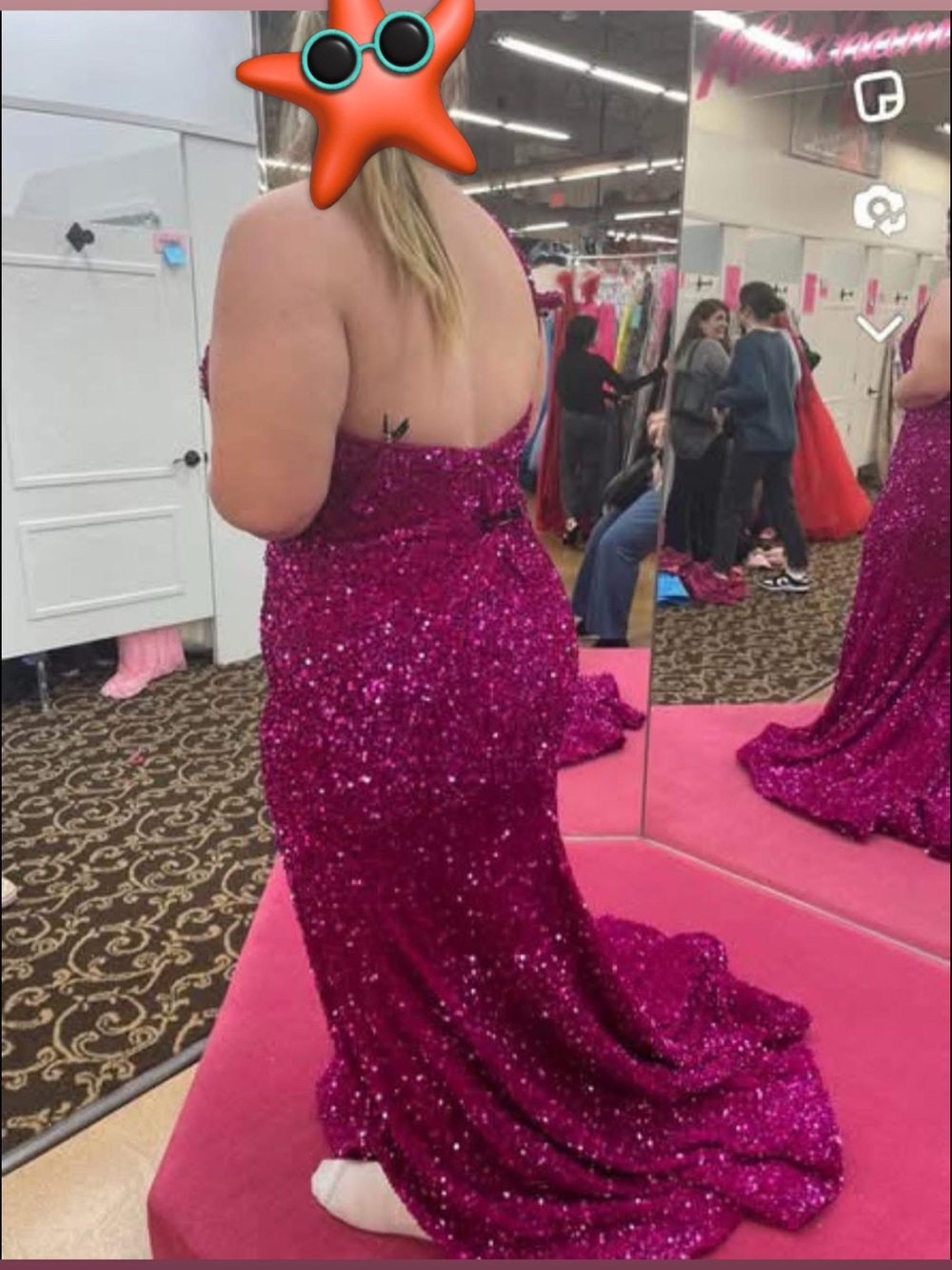 & Other Stories Fuchsia Sequin Strapless Prom Gown